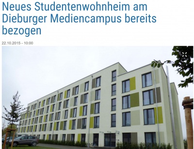 Foto Neues Studentenwohnheim am Dieburger Mediencampus bereits bezogen